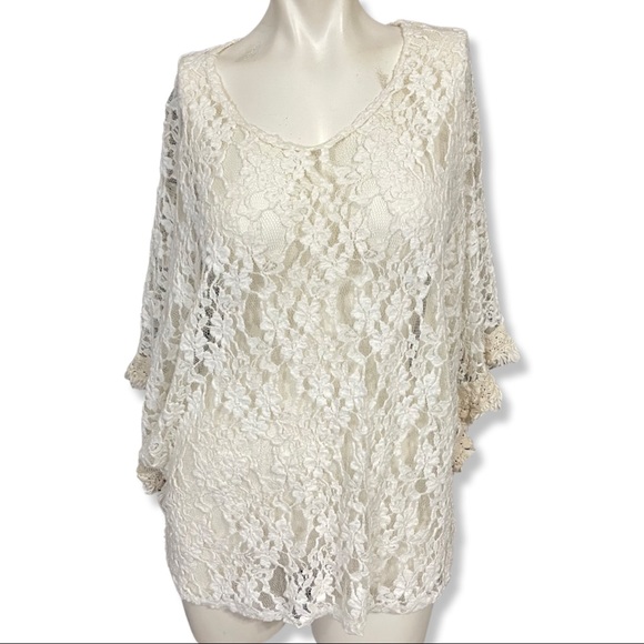 T Party white lace tunic top M - Picture 2 of 8
